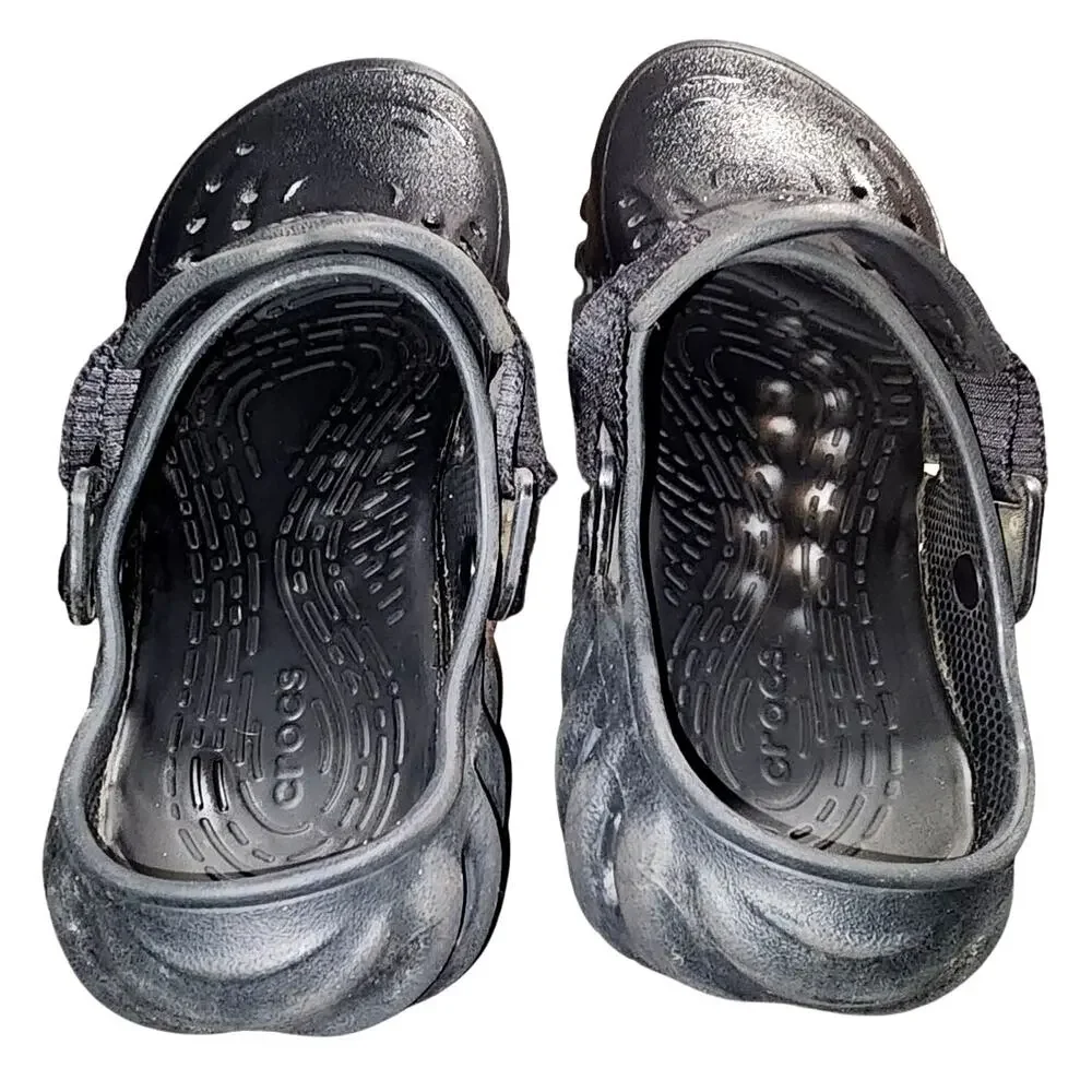 Crocs Slip On Unisex Echo Clogs Black Adjustable Strap J5